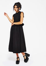 Veronica Cotton Smocked Bodice Bow Detail Midi Dress