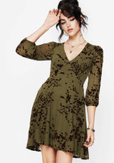 Jael Flocked Devoré Smock Mini Dress