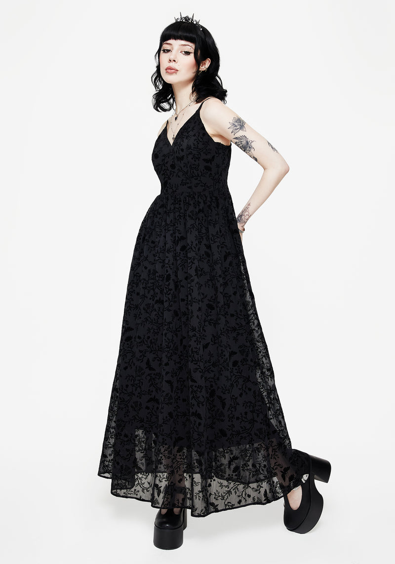 Faustina Flocked Chiffon Maxi Cami Dress