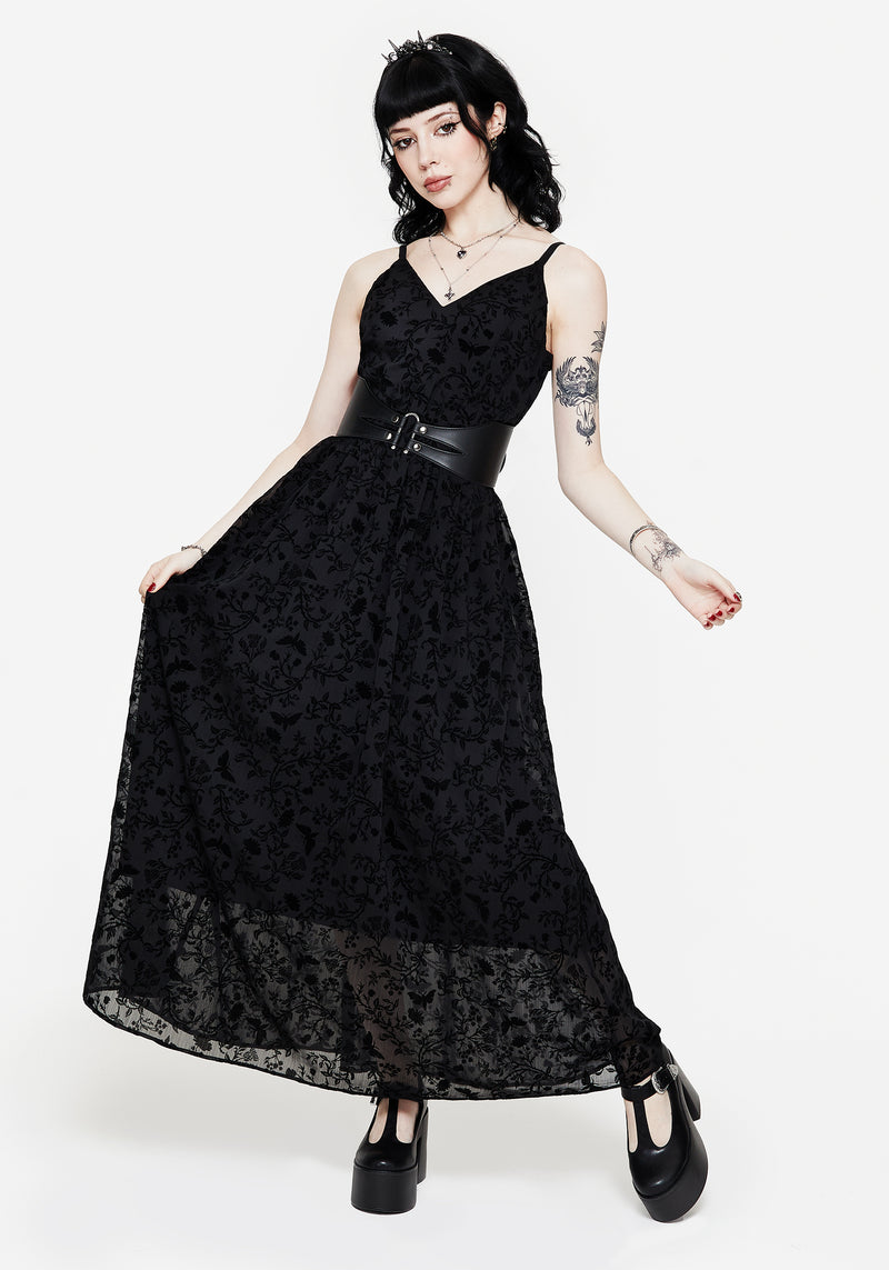 Faustina Flocked Chiffon Maxi Cami Dress