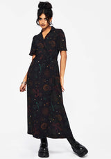 Phoenix Dragon Printed Wrap Midaxi Shirt Dress