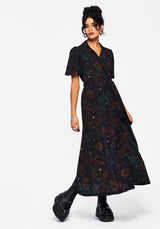 Phoenix Dragon Printed Wrap Midaxi Shirt Dress