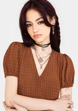 Soleil Cotton-Blend Check Mini Dress