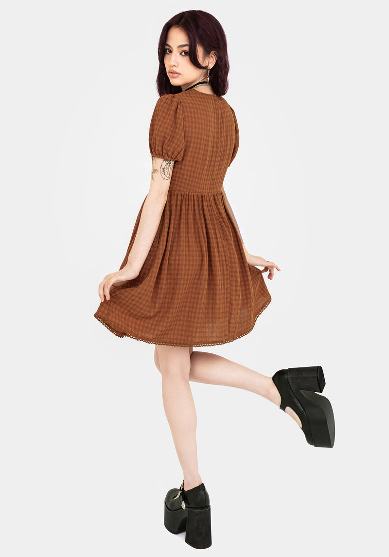 Soleil Cotton-Blend Check Mini Dress