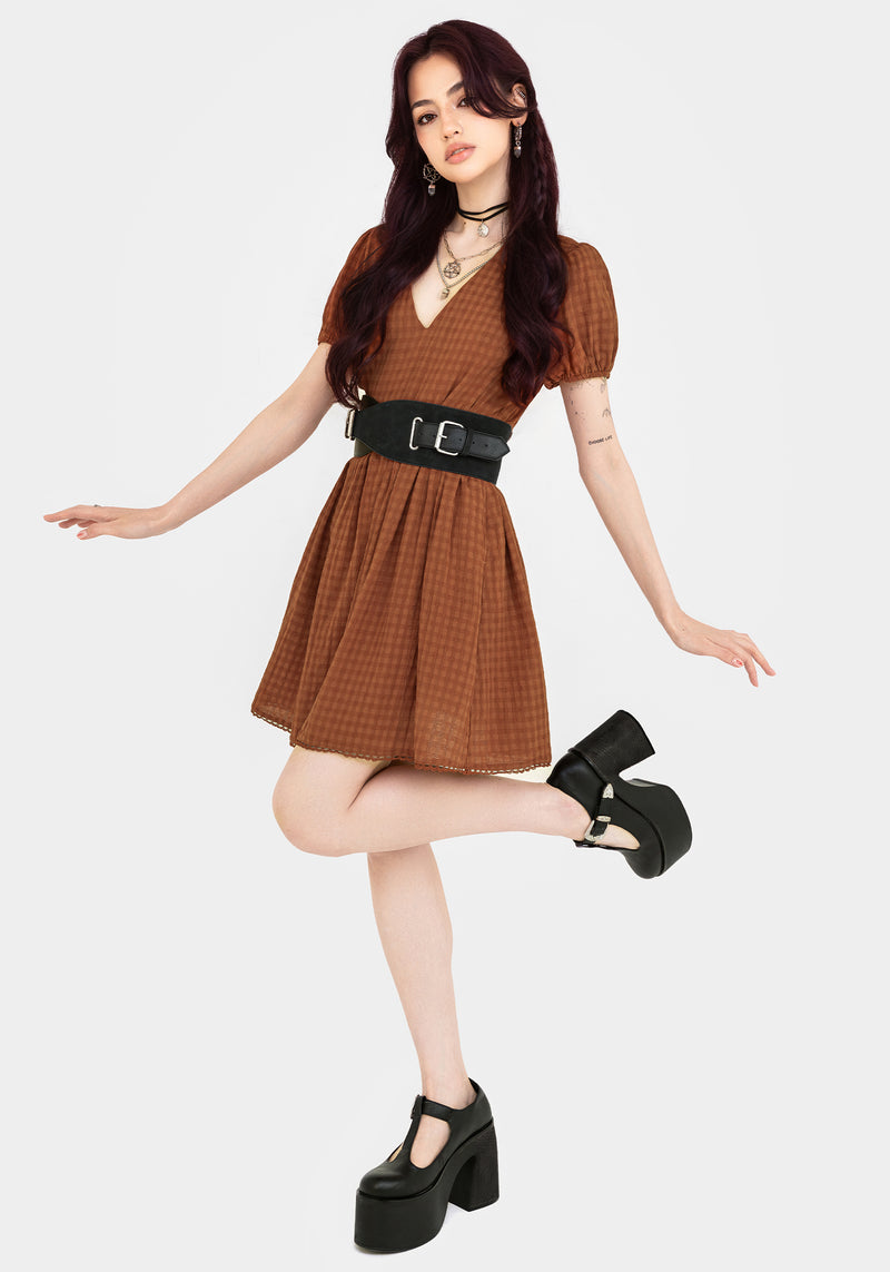 Soleil Cotton-Blend Check Mini Dress