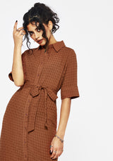Soleil Cotton-Blend Check Midi Shirt Dress