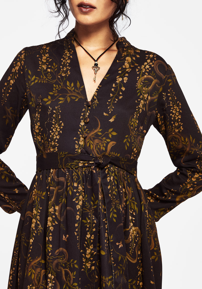 Azazel Snake Printed Belted Mini Dress