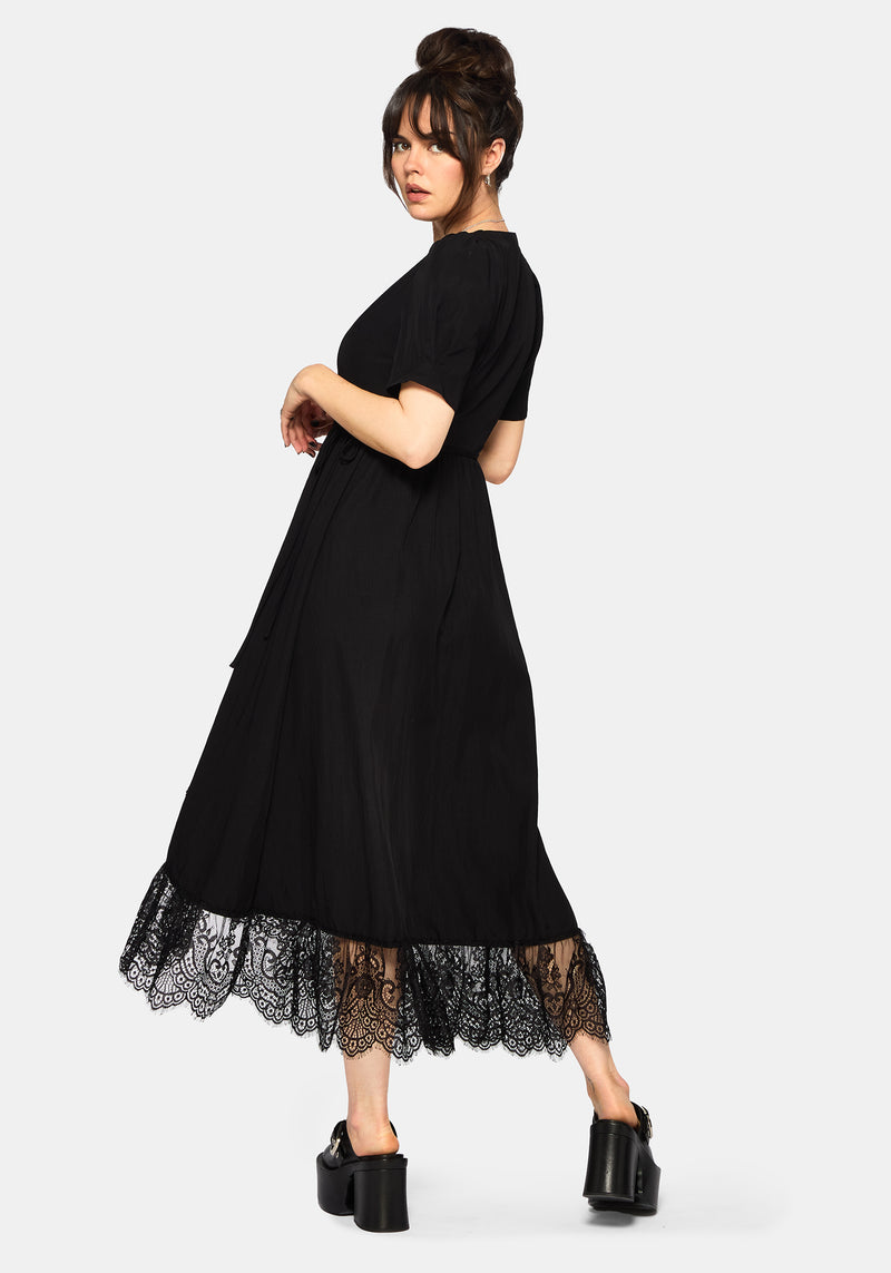 Sorelle Lace Hem Wrap Midaxi Dress