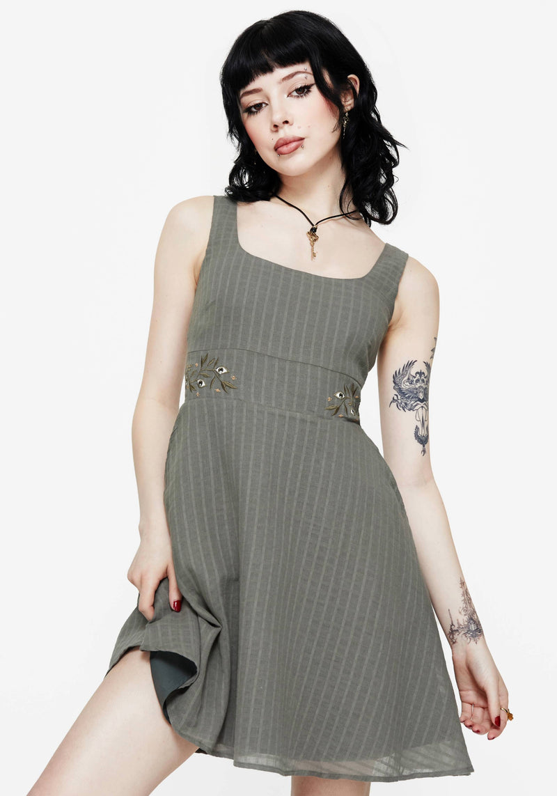 Koax Cotton Embroidered Pinafore Mini Dress