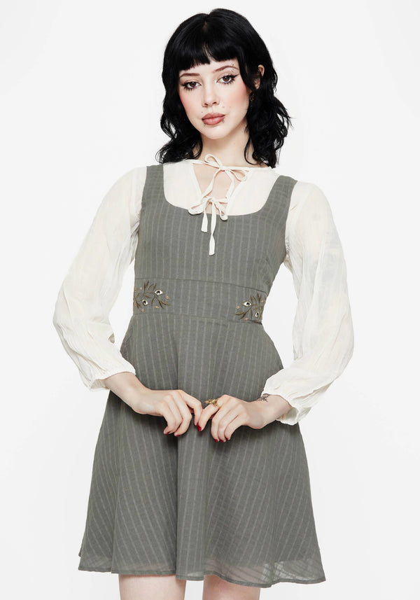 Koax Cotton Embroidered Pinafore Mini Dress