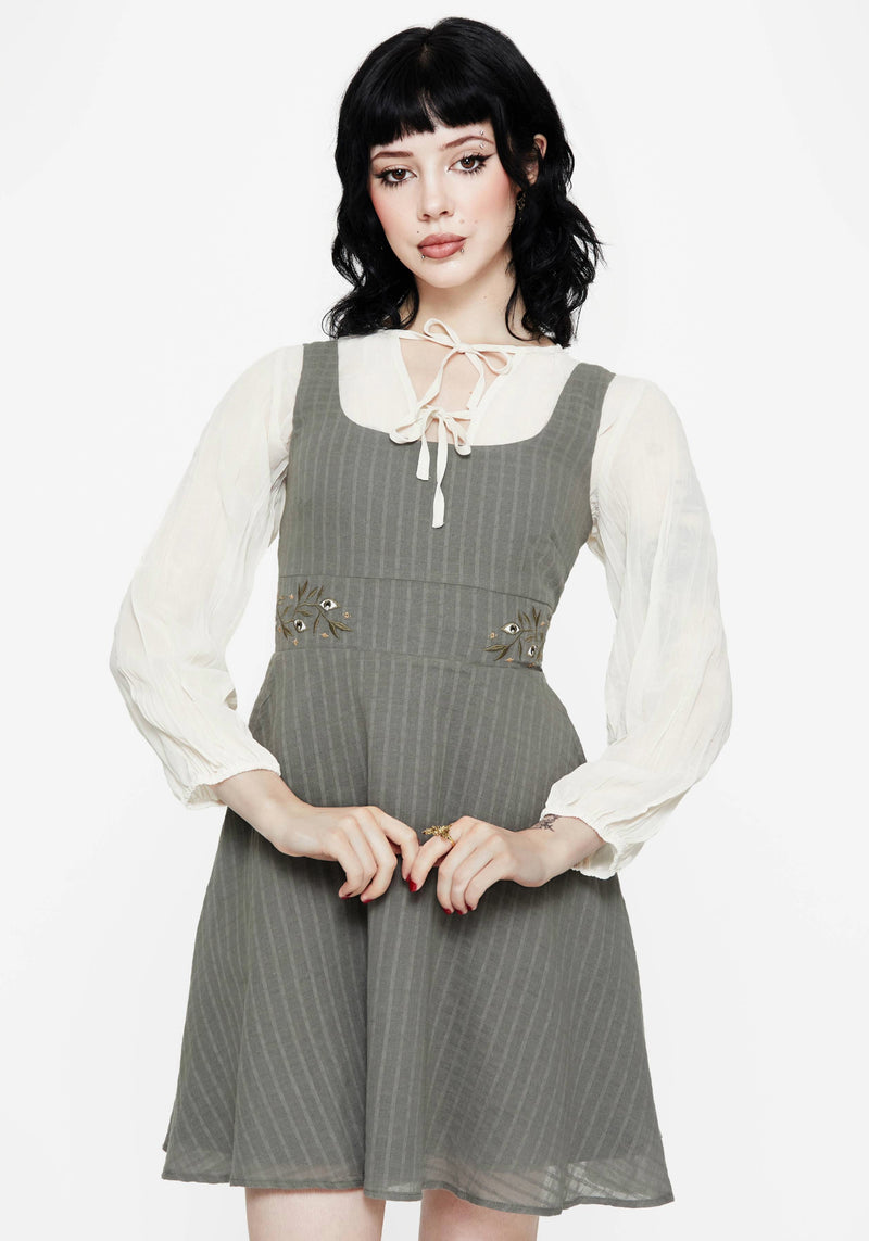 Koax Cotton Embroidered Pinafore Mini Dress