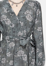 Meadow Floral Serpent Print Mini Wrap Dress