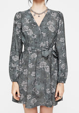 Meadow Floral Serpent Print Mini Wrap Dress