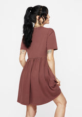 Aster Cotton Pentagram Embroidered Mini Skater Dress