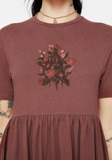 Aster Cotton Pentagram Embroidered Mini Skater Dress