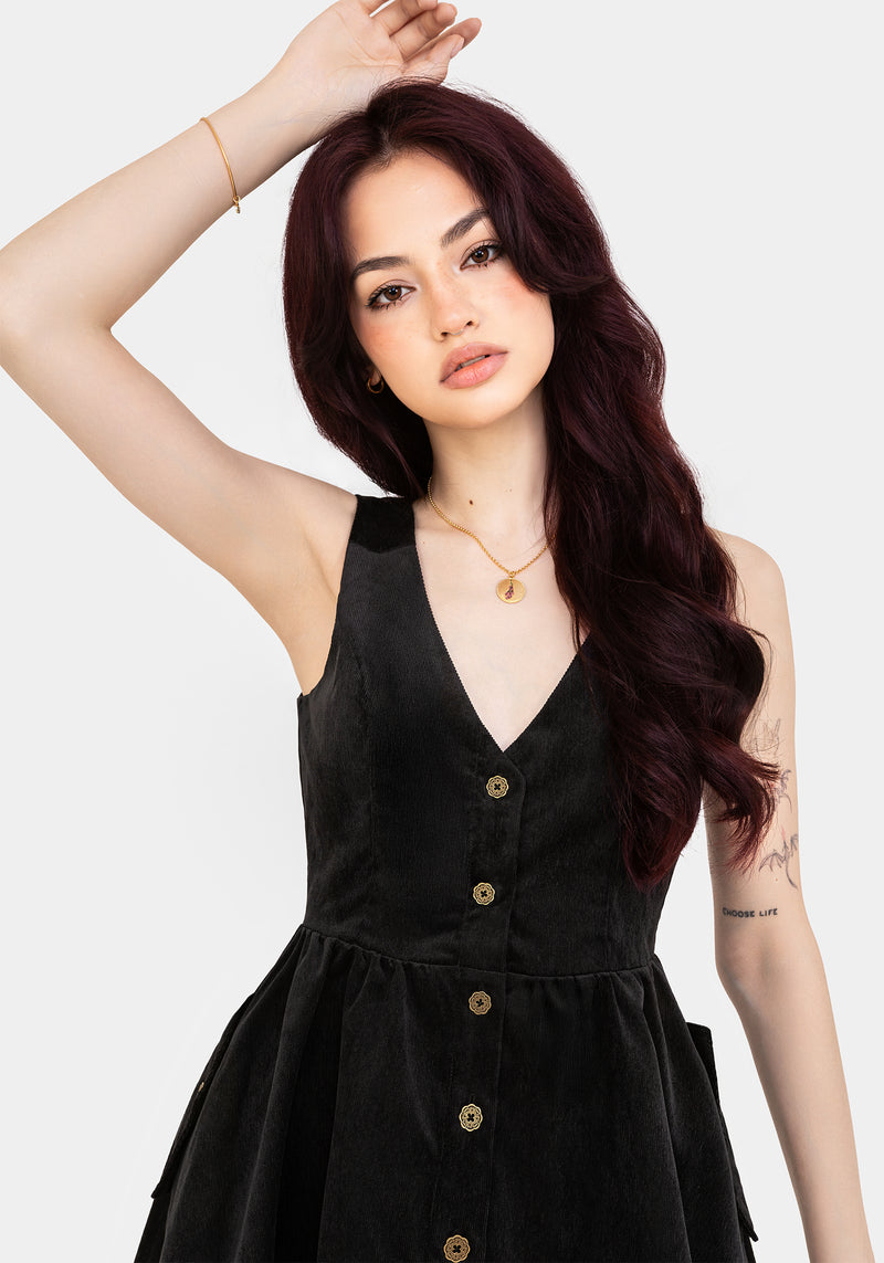 Iris Button Up Pinafore Mini Dress