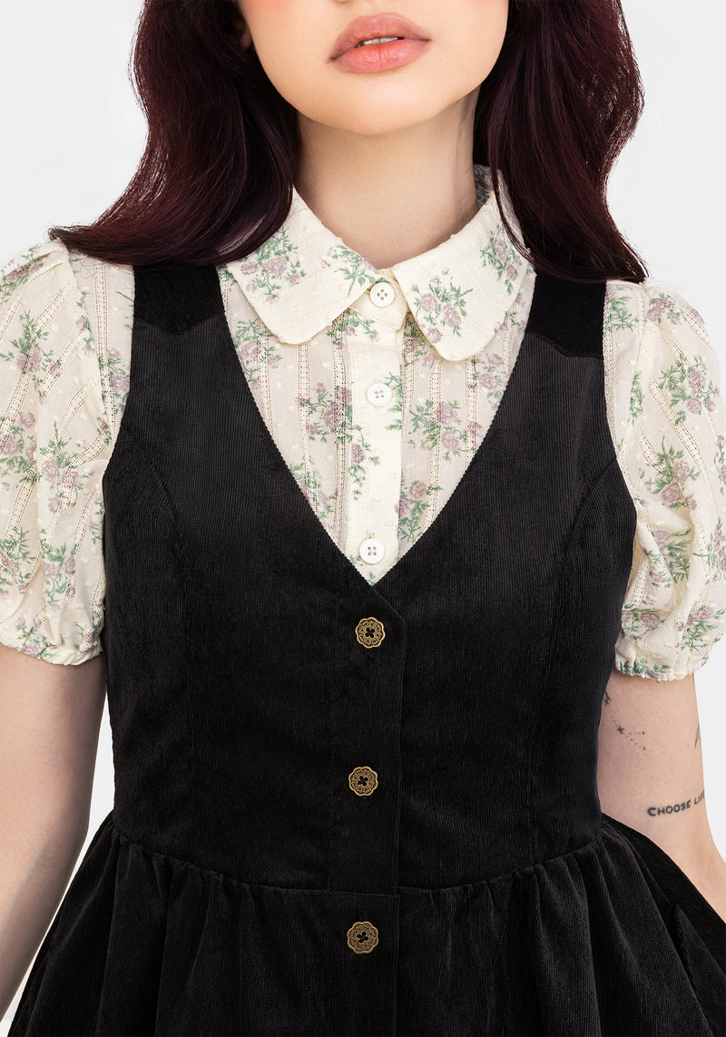 Iris Button Up Pinafore Mini Dress