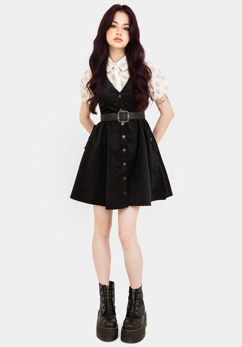 Iris Button Up Pinafore Mini Dress