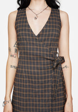 Allure Check Sleeveless Midaxi Wrap Dress