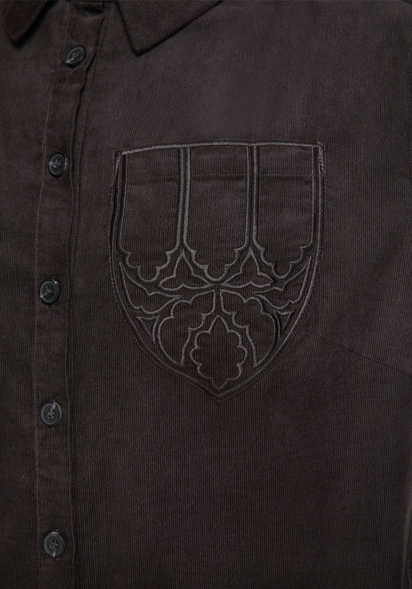 Axis Cotton Pocket Embroidered Mini Shirt Dress