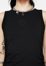 Fright Cotton Pentagram Embroidered Maxi Dress