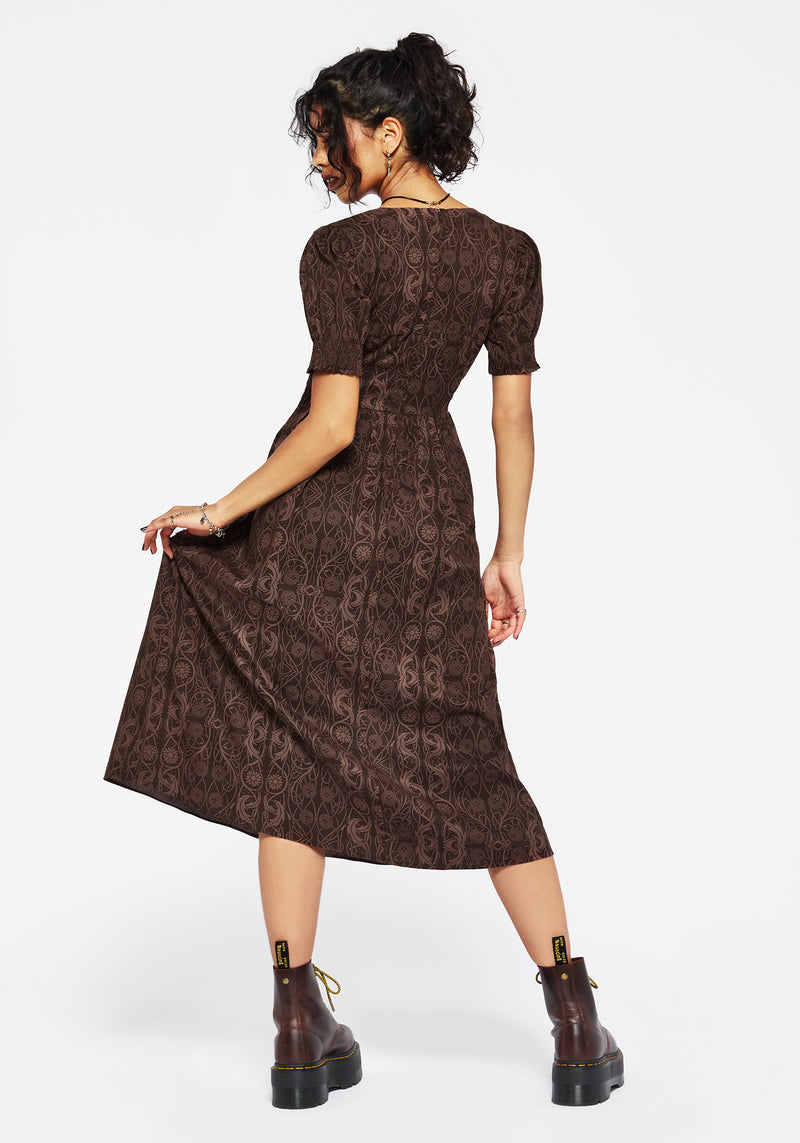 Fianna Midi Dress - Brown