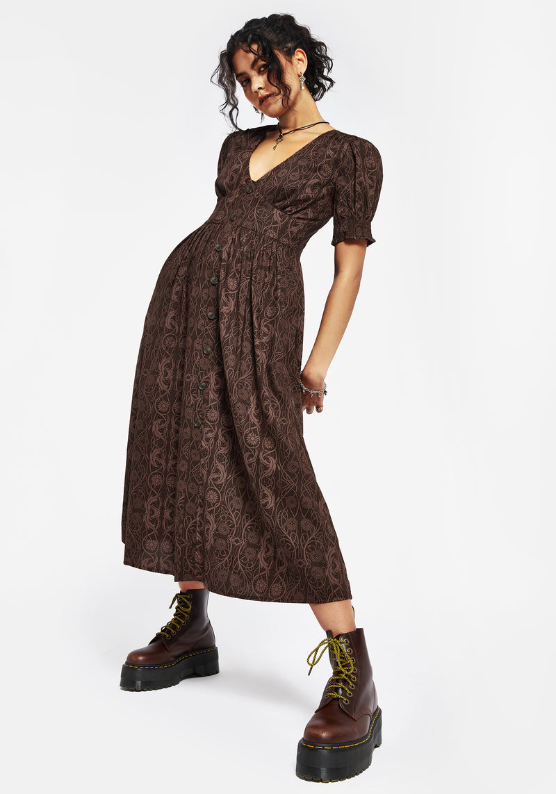 Fianna Midi Dress - Brown