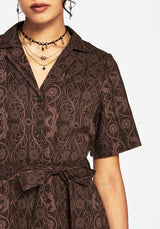 Fianna Button Front Mini Dress - Brown