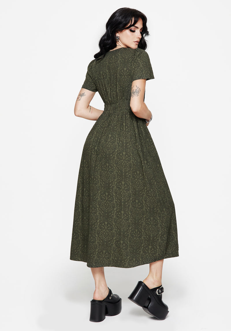 Francesca Dragon Printed Wrap Over Midaxi Dress