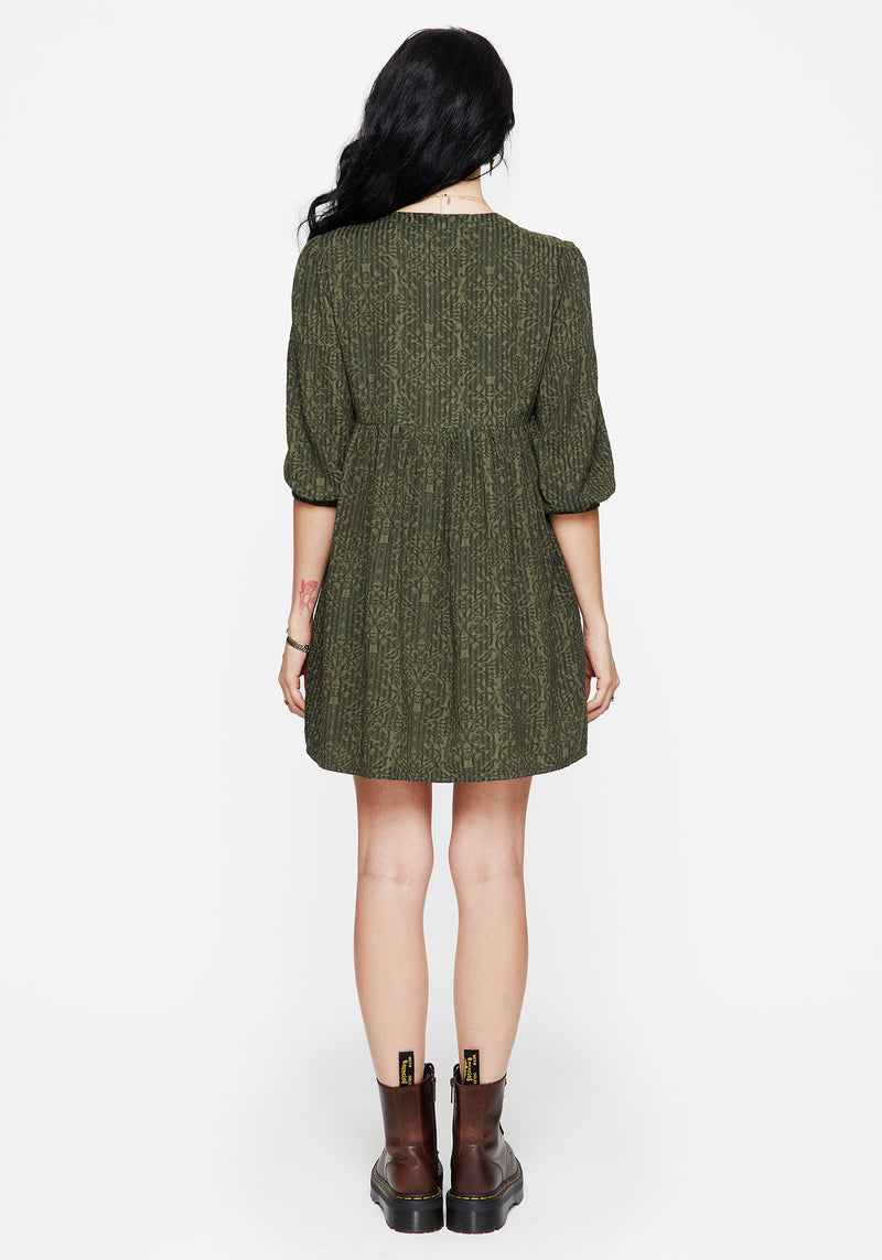 Francesca Dragon Printed Button Up Smock Mini Dress