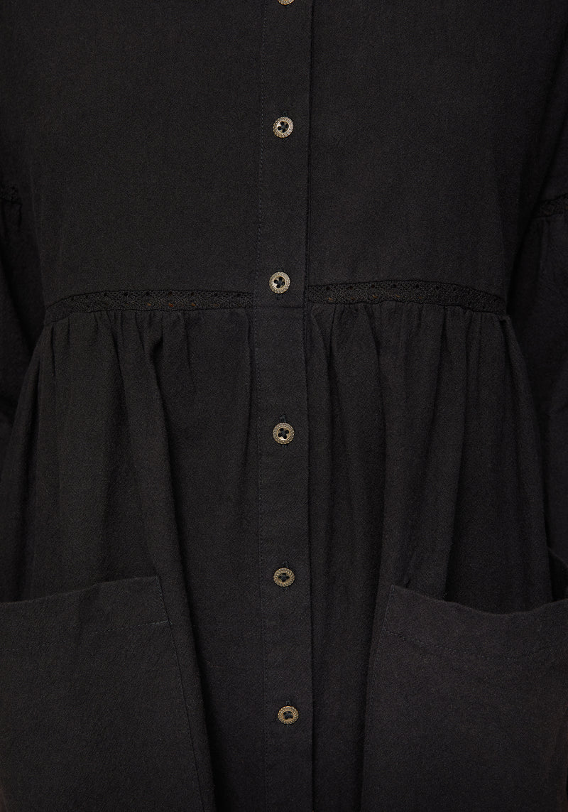 Marigold Cotton Button Up Smock Mini Dress