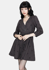 Diana Cotton Blend Stripe Cross Embroidered Mini Dress