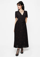 Sublime Witches Knot Embroidered Button Up Midi Dress
