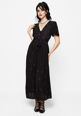 Sublime Witches Knot Embroidered Button Up Midi Dress