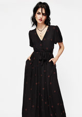Sublime Witches Knot Embroidered Button Up Midi Dress
