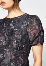 Haunt Medieval Print Chiffon Maxi Dress