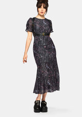 Haunt Medieval Print Chiffon Maxi Dress