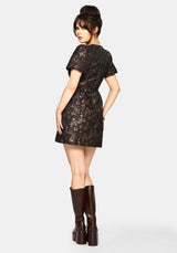 Rena Snake Jacquard Mini Dress - Brown