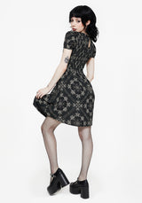 Poem Moth Print Puff Sleeve Mini Dress