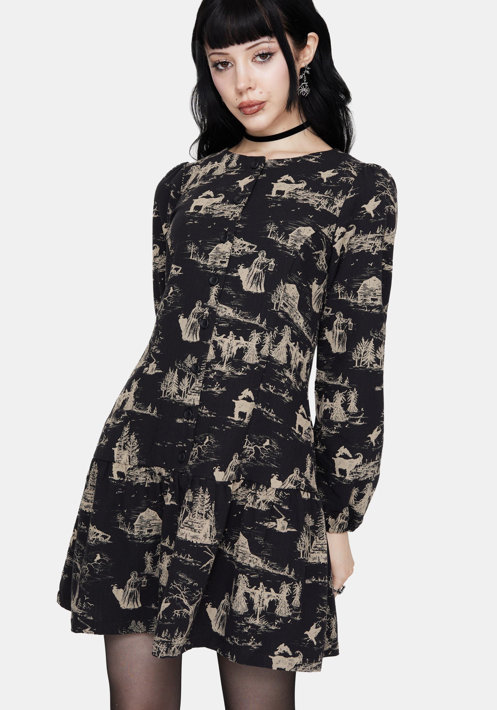 Lacelle Cotton Button Up Long Sleeve Mini Dress