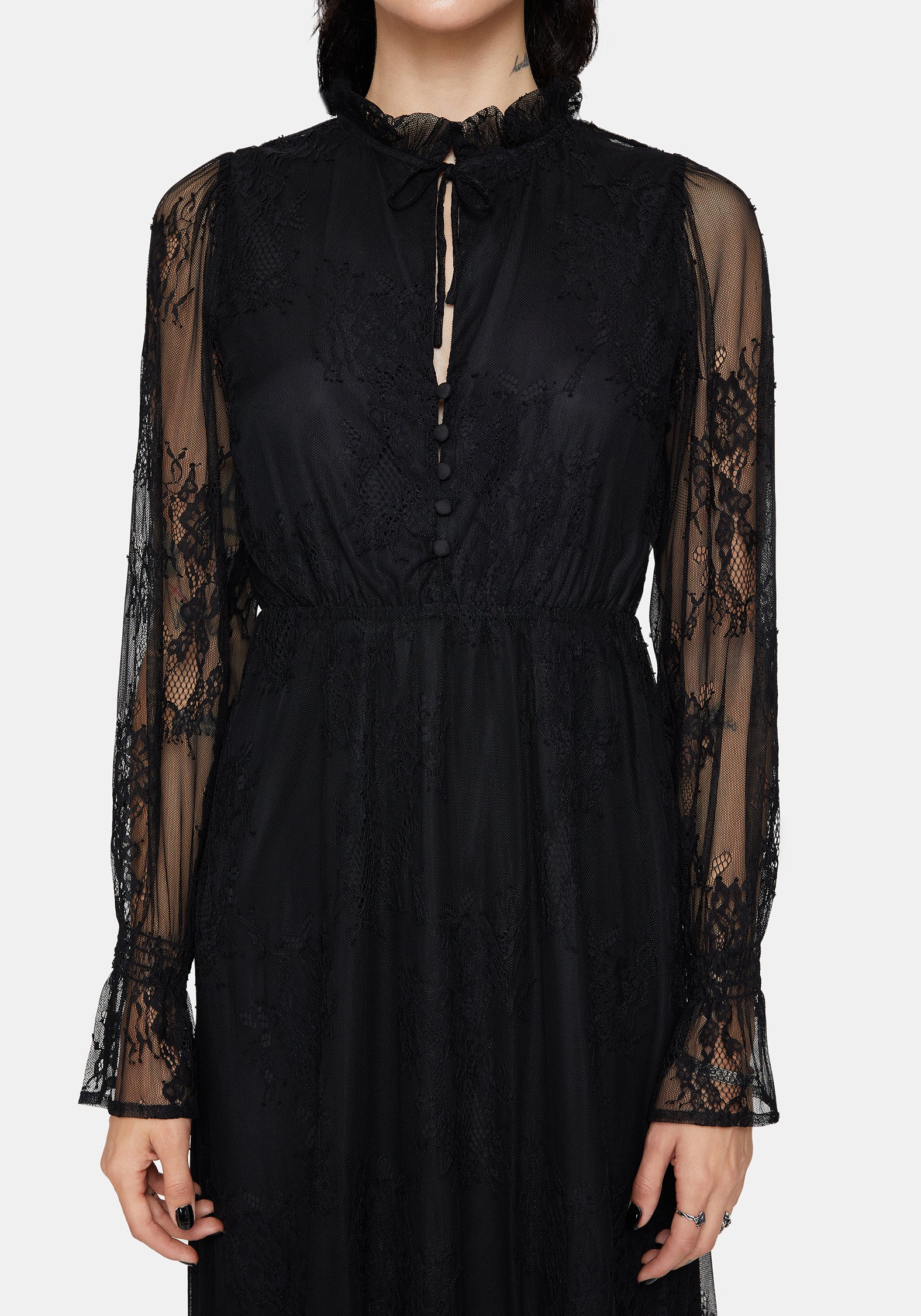 Bertha Lace Tiered Long Sleeve Maxi Dress