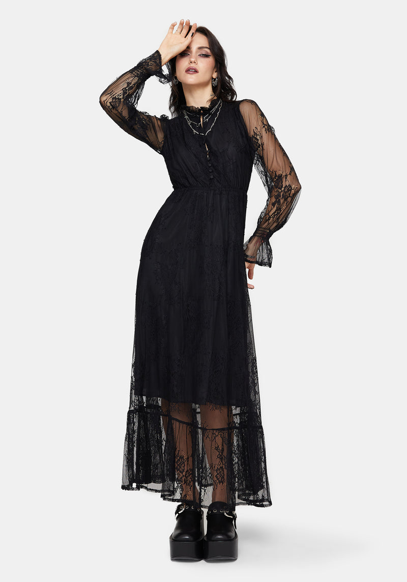 Bertha Lace Tiered Long Sleeve Maxi Dress