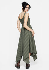 Blythe Cotton Handkerchief Hem Midaxi Dress - Green