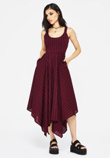 Blythe Cotton Handkerchief Hem Midaxi Dress - Burgundy