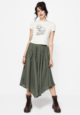 Blythe Cotton Handkerchief Hem Midaxi Skirt - Green