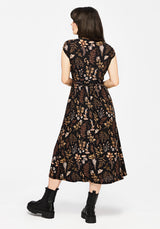 Luthien Crinkle Printed Button Up Midi Dress