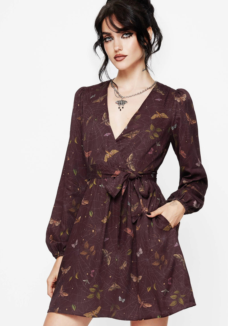 Celia Moth Printed Mini Wrap Dress