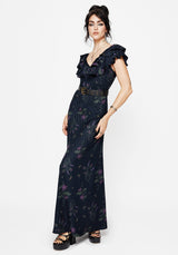 Cassandra Printed Angel Sleeve Maxi Dress