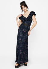 Cassandra Printed Angel Sleeve Maxi Dress