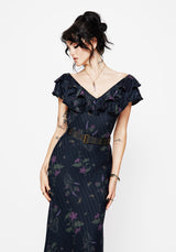 Cassandra Printed Angel Sleeve Maxi Dress